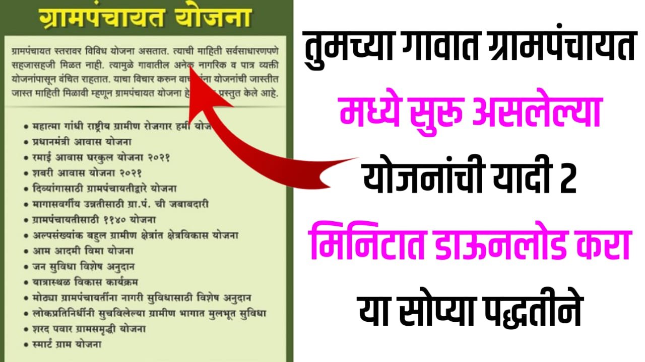 List of schemes in Gram Panchayat